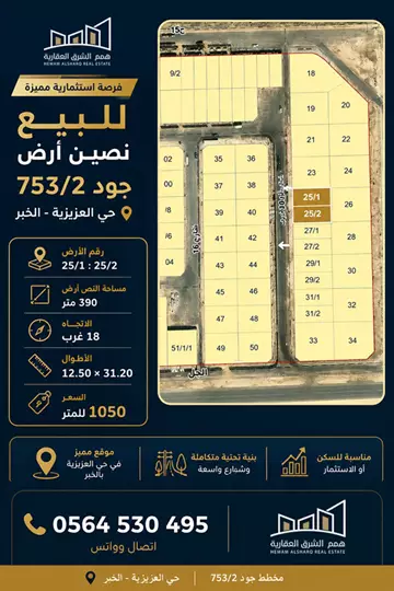 أرض سكني للبيع في حي اللؤلؤ في الخبر