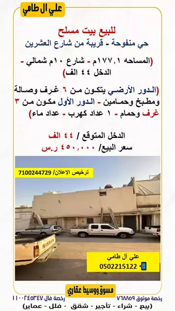 عمارة سكني للبيع في حي منفوحة في وسط الرياض