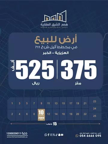 أرض سكني للبيع في حي الامواج في الخبر