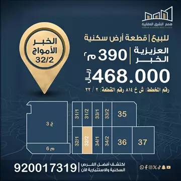 أرض سكني للبيع في حي الامواج في الخبر