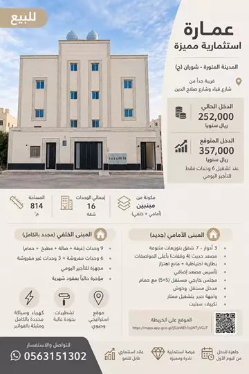 عمارة سكني للبيع في حي السد في المدينة المنورة