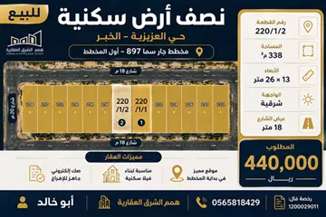 أرض سكني للبيع في حي اللؤلؤ في الخبر
