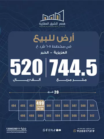 أرض سكني للبيع في حي الدرة في الخبر