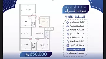 شقة سكنية للبيع في حي النزهة في جدة