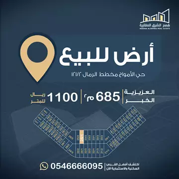أرض سكني للبيع في حي اللؤلؤ في الخبر