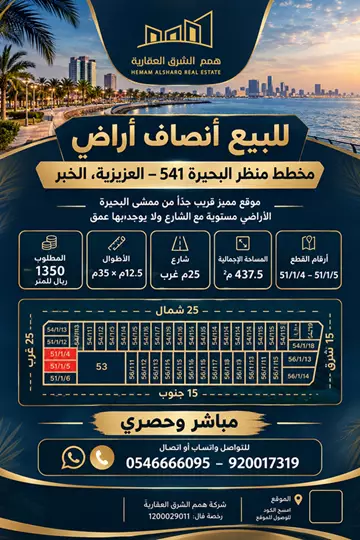 أرض سكني للبيع في حي الشفاء في الخبر