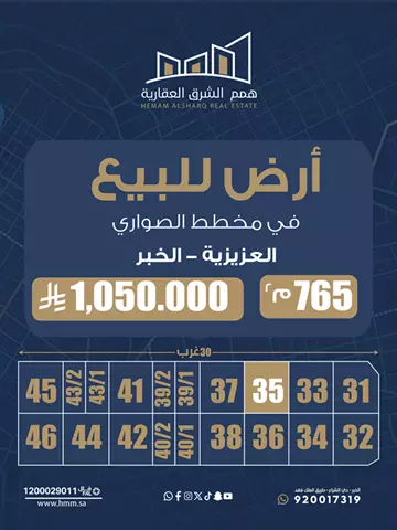 أرض سكني للبيع في حي الصواري في الخبر