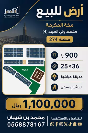 أرض سكني للبيع في حي الشبيكة في مكة المكرمة